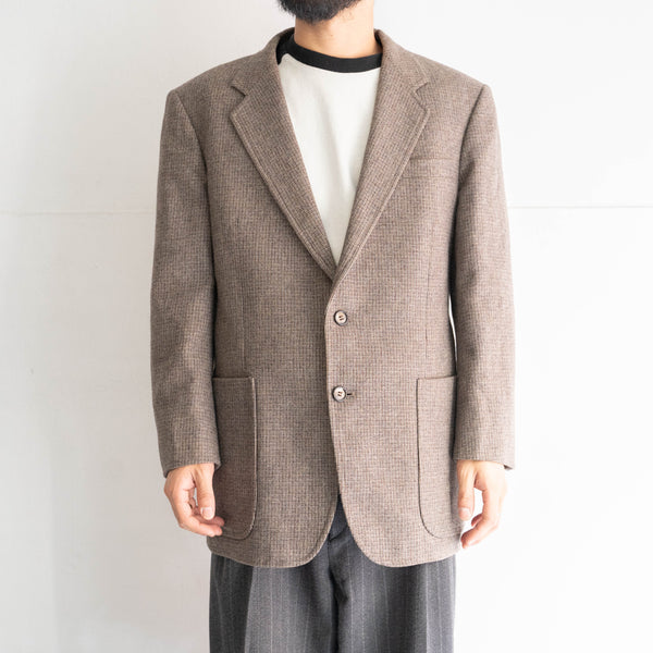 around 1980s Japan vintage wool × poly checked tailored jacket