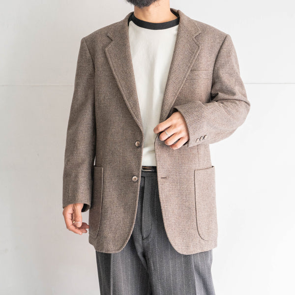 around 1980s Japan vintage wool × poly checked tailored jacket