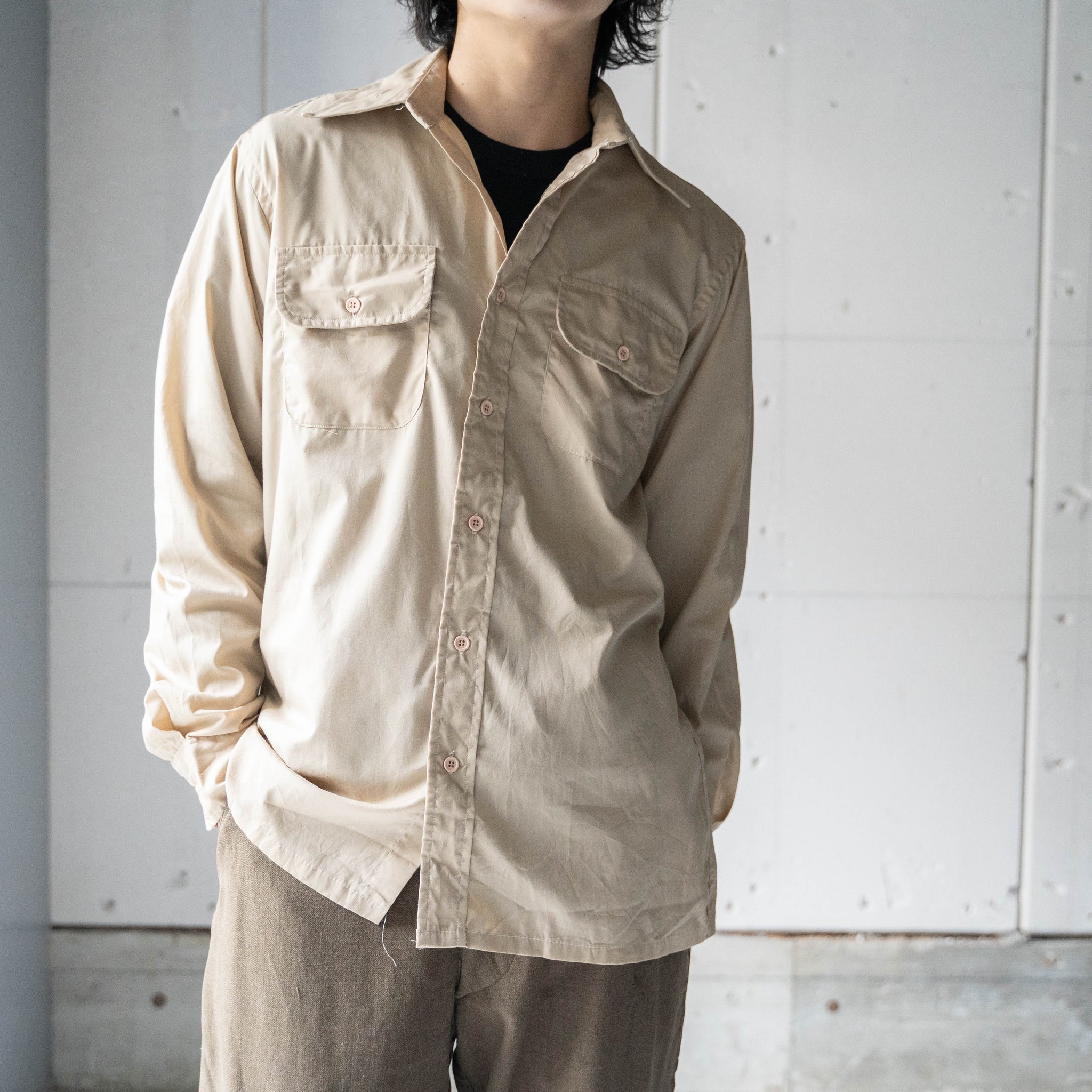 around1980s U.S military? cotton × poly long sleeve shirt