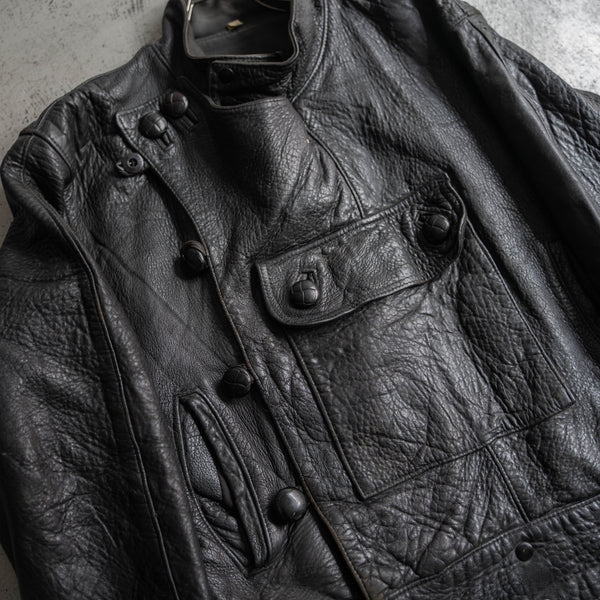 1970-80s Europe black leather jacket -swedish motorcycle sampling-