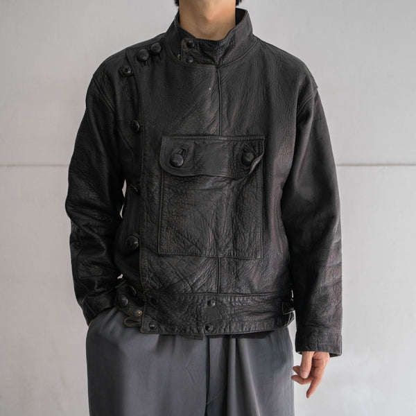 1970-80s Europe black leather jacket -swedish motorcycle sampling-