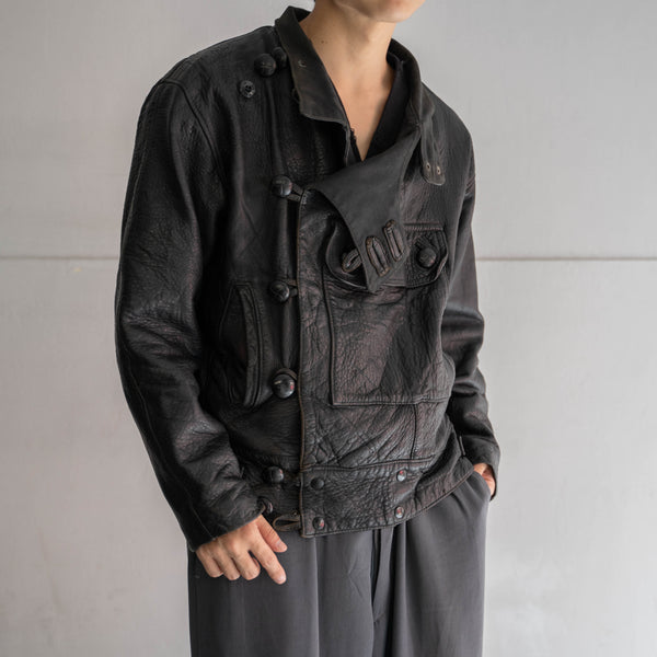 1970-80s Europe black leather jacket -swedish motorcycle sampling-