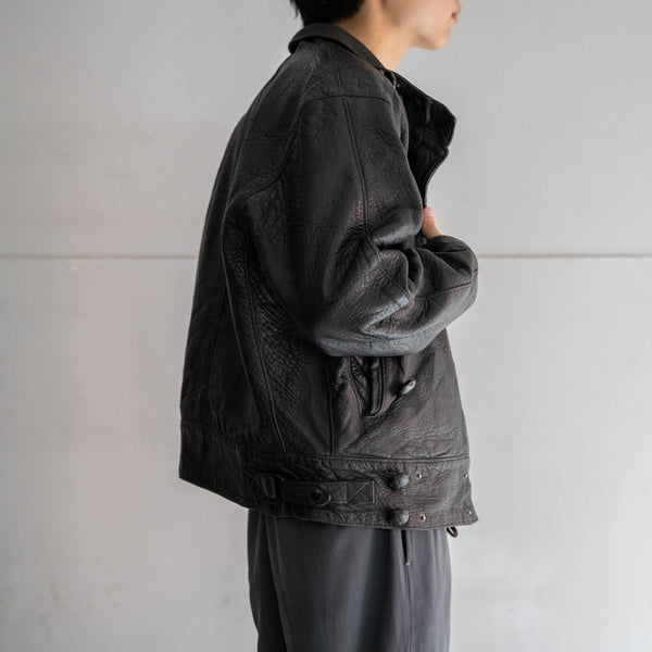 1970-80s Europe black leather jacket -swedish motorcycle sampling-