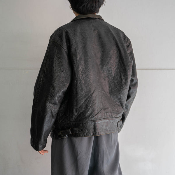 1970-80s Europe black leather jacket -swedish motorcycle sampling-