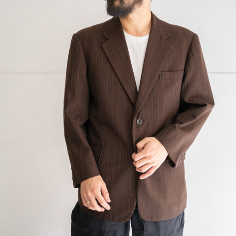 1970-80s Japan vintage brown color stripe tailored jacket