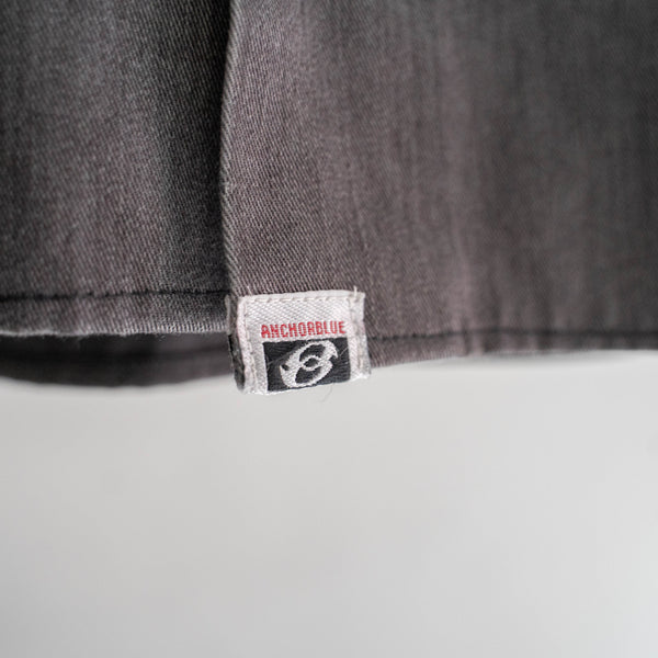 around 1990s faded gray color open collar short sleeve work shirt 'remake'