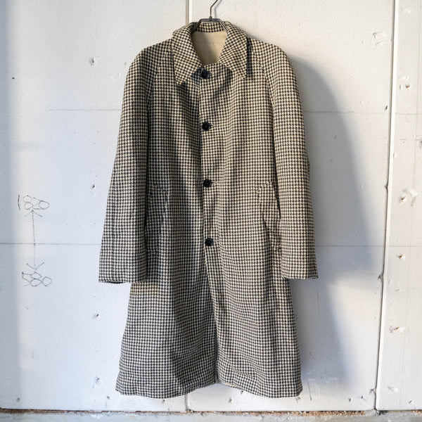 1970-80s Europe houndstooth & beige color reversible coat