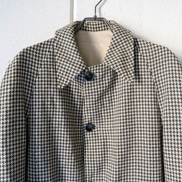 1970-80s Europe houndstooth & beige color reversible coat