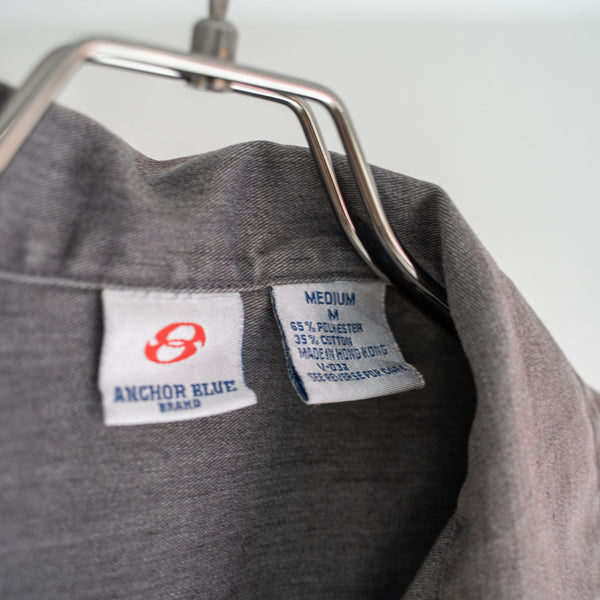 around 1990s faded gray color open collar short sleeve work shirt 'remake'