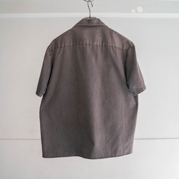 around 1990s faded gray color open collar short sleeve work shirt 'remake'
