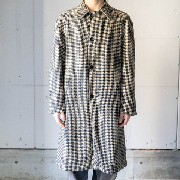 1970-80s Europe houndstooth & beige color reversible coat