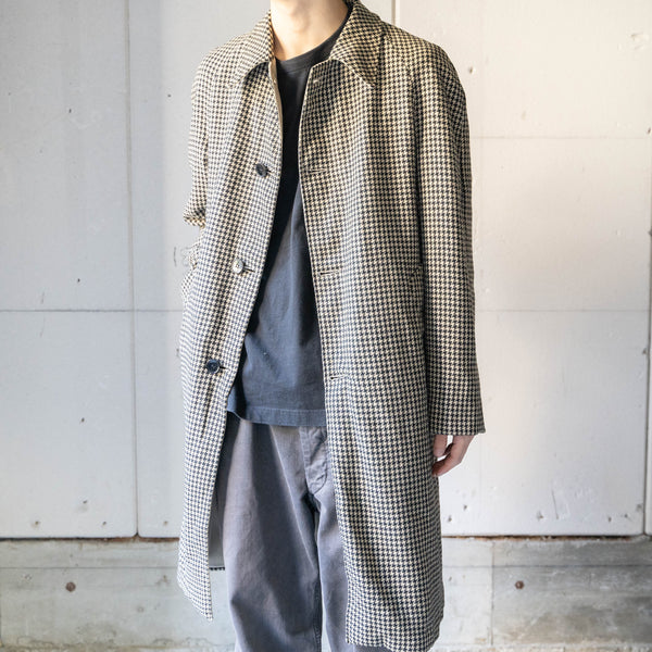 1970-80s Europe houndstooth & beige color reversible coat