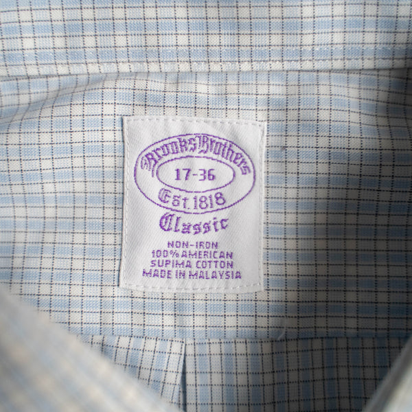 2000s light blue checked shirt 'Brooks Brothers' -double cufflinks-