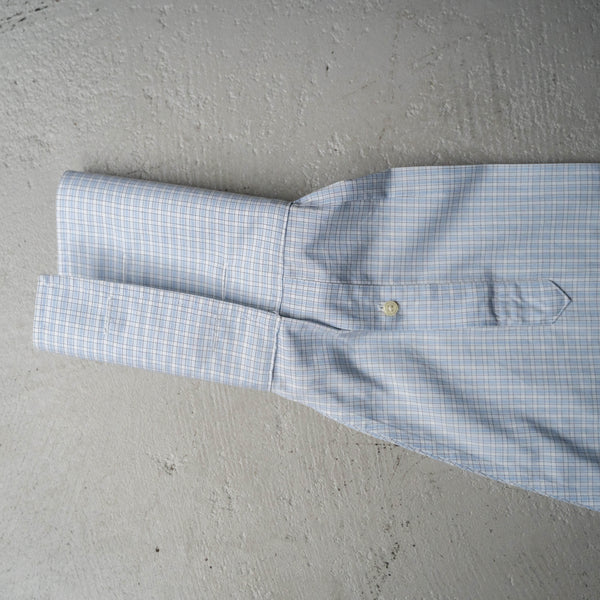 2000s light blue checked shirt 'Brooks Brothers' -double cufflinks-