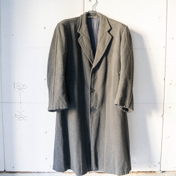 around1960s Japan vintage dark gray herringbone wool coat -great pattern-