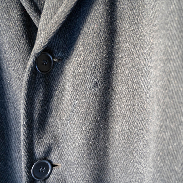 around1960s Japan vintage dark gray herringbone wool coat -great pattern-