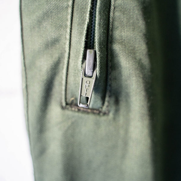 1990s German police green color cotton × poly cargo pants -black dyed-