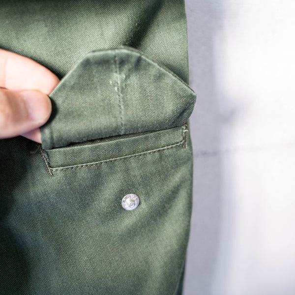 1990s German police green color cotton × poly cargo pants -black dyed-