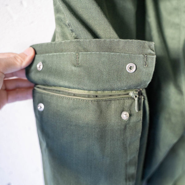 1990s German police green color cotton × poly cargo pants -black dyed-