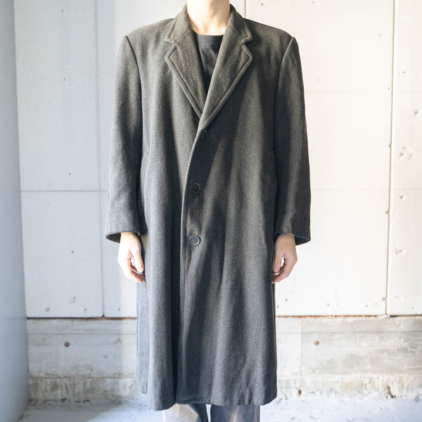 around1960s Japan vintage dark gray herringbone wool coat -great pattern-