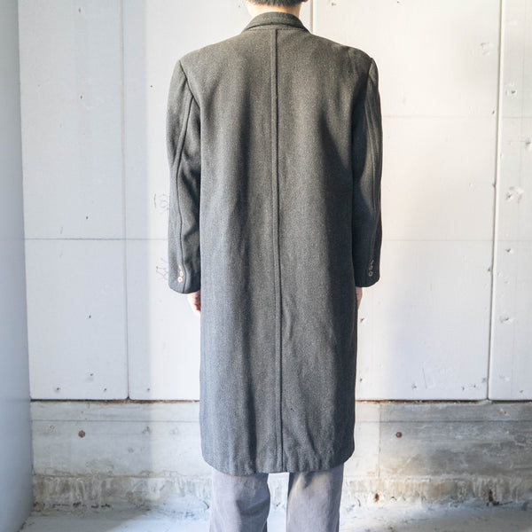 around1960s Japan vintage dark gray herringbone wool coat -great pattern-