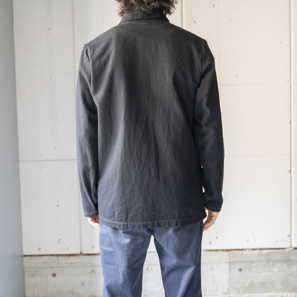 arounnd 1970s France cotton twill work jacket 'dead stock' -black dyed-