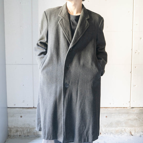 around1960s Japan vintage dark gray herringbone wool coat -great pattern-