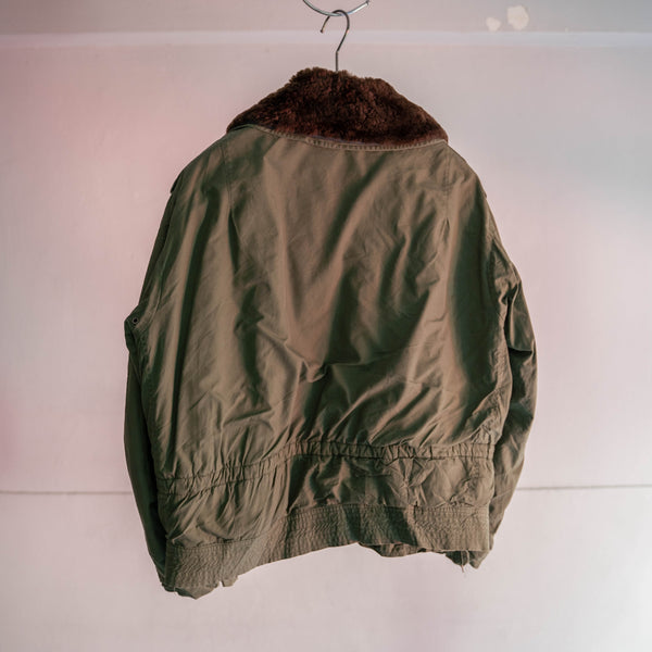 1960-70s French military green flight jacket -with fur-