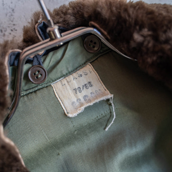 1960-70s French military green flight jacket -with fur-