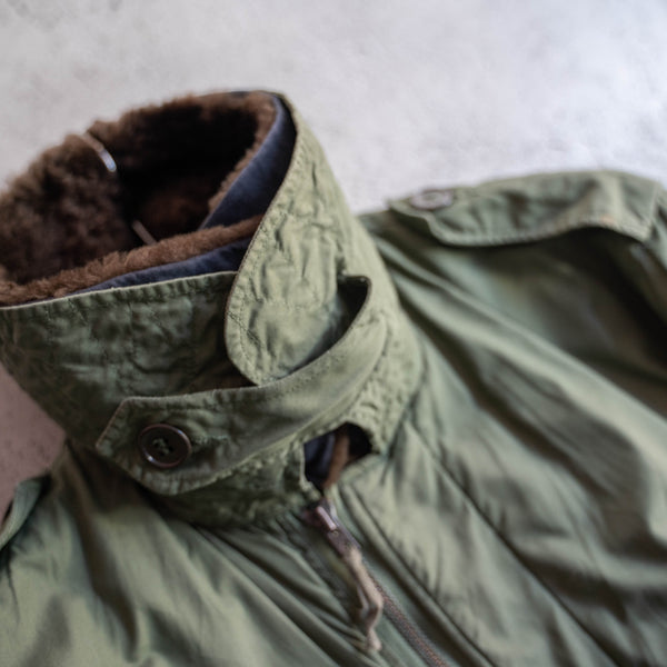 1960-70s French military green flight jacket -with fur-