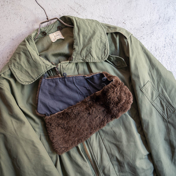 1960-70s French military green flight jacket -with fur-