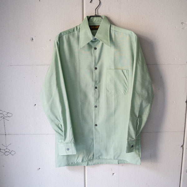 around1970s Germany light green big collar shirt "dead stock"