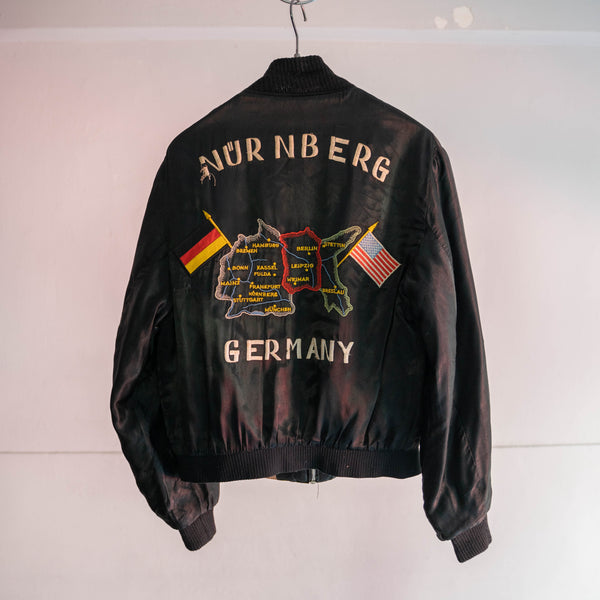 1950-60s Germany black satin souvenir jacket