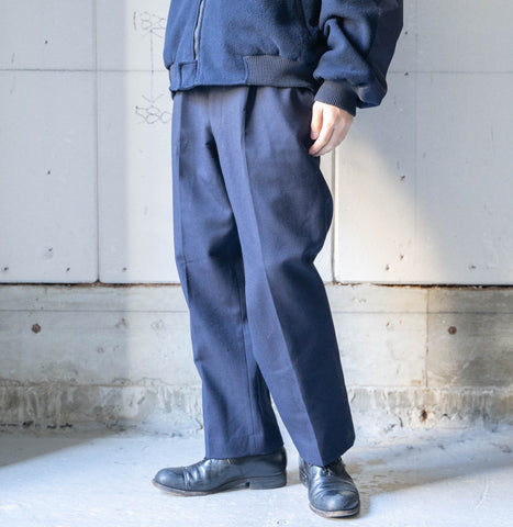 1970-80s Japan vintage navy color one tuck wool slacks