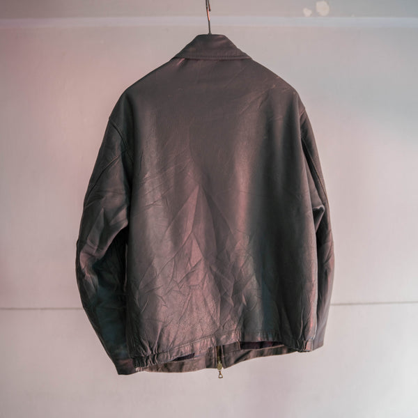 1970-90s French military pilot leather jacket -gray color-