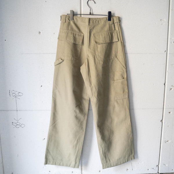 around2000s 'HERE &THERE' baggy wide work pants -khaki- "dead stock"