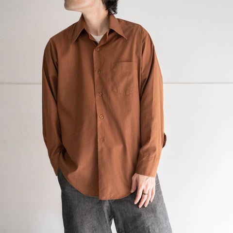 1970s brown color cotton × poli shirt