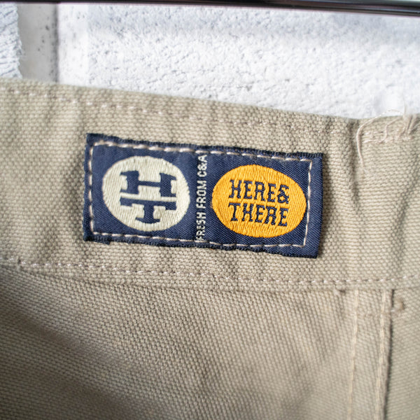 around2000s 'HERE &THERE' baggy wide work pants -khaki- "dead stock"