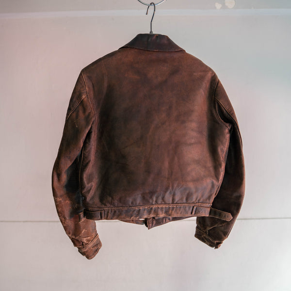 1930-40s France brown hartmann leather short jacket
