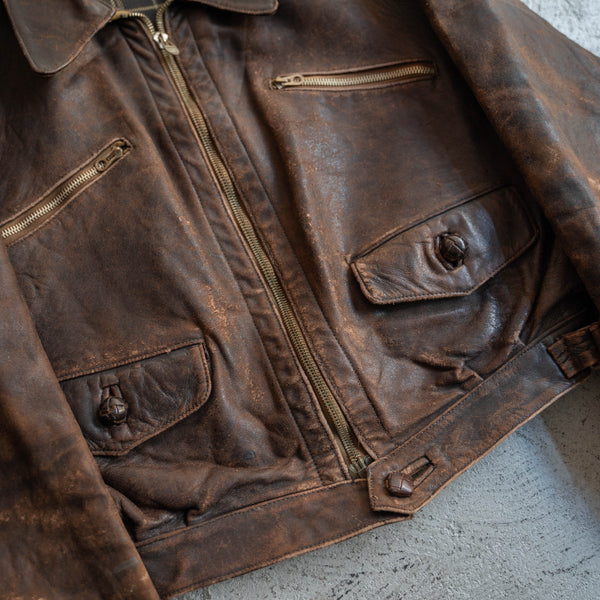 1930-40s France brown hartmann leather short jacket