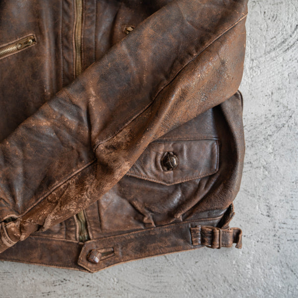 1930-40s France brown hartmann leather short jacket