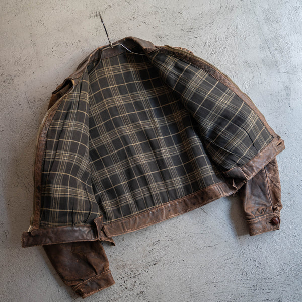 1930-40s France brown hartmann leather short jacket