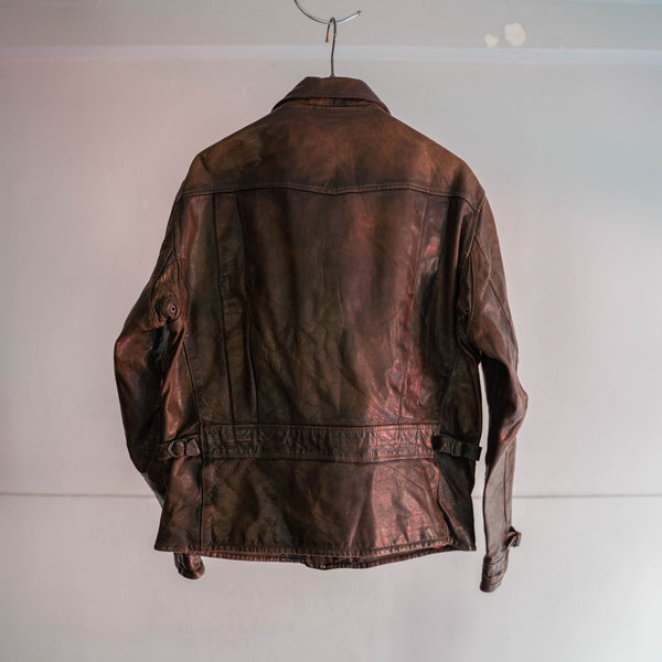 1980-90s Ralph Lauren brown leather motorcycle jacket