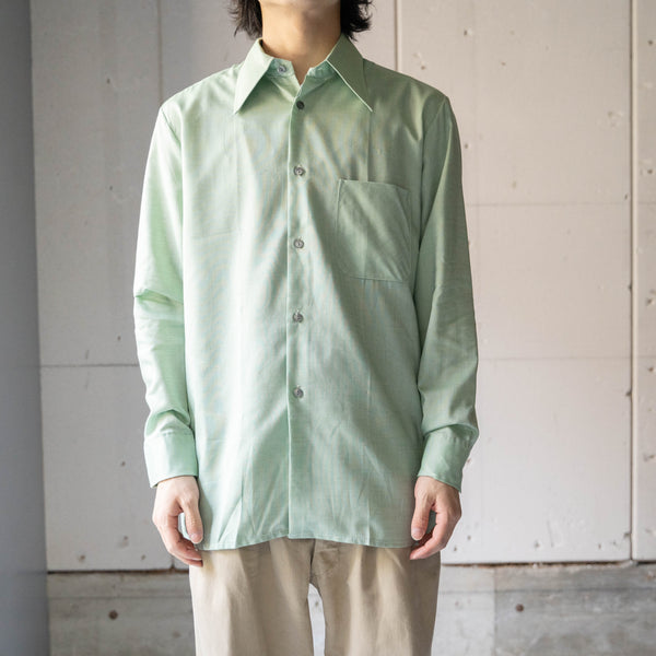 around1970s Germany light green big collar shirt "dead stock"