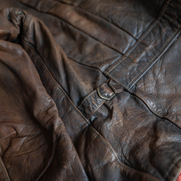 1980-90s Ralph Lauren brown leather motorcycle jacket