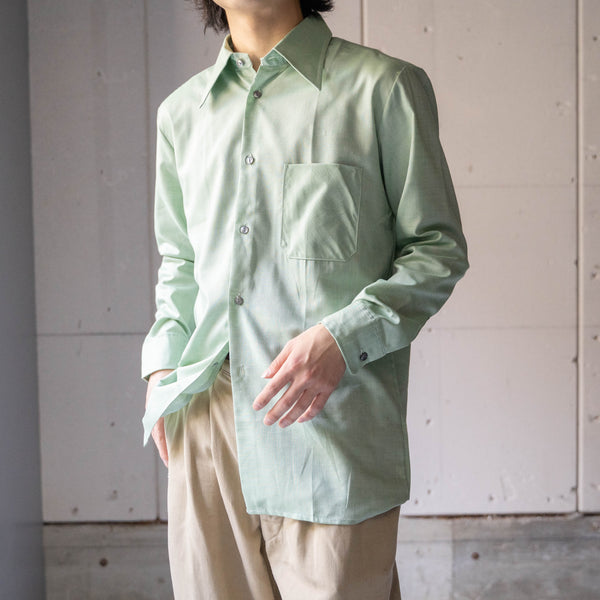 around1970s Germany light green big collar shirt "dead stock"