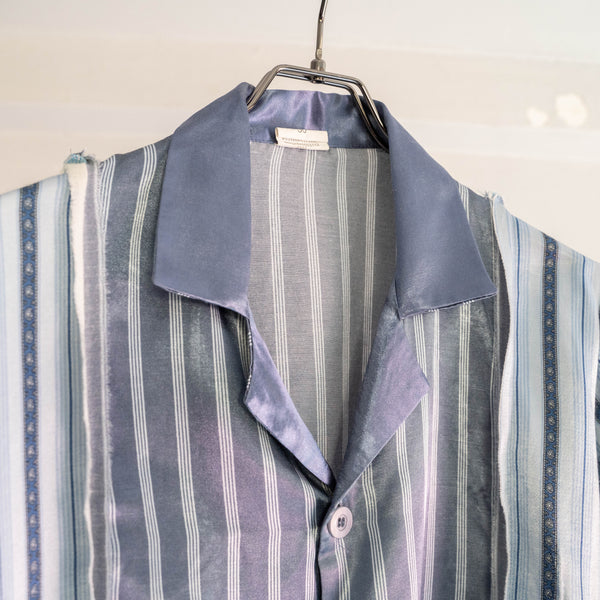 blue × light blue docking stripe pajama shirt -2