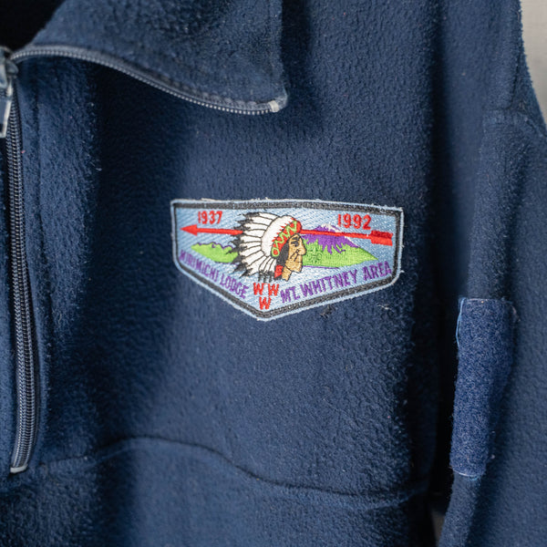 around 1990s Italy navy color fleece half zip smock