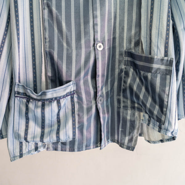 blue × light blue docking stripe pajama shirt -2