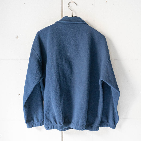 around 1990s Italy navy color fleece half zip smock